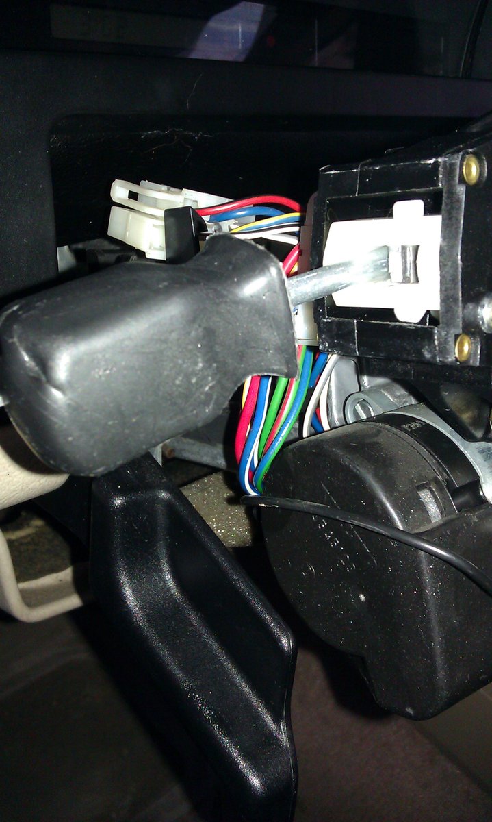 next, remove the two electrical harnesses, and take the unit off, I took mine off, and temporarily replaced it with a screw driver, and when you get the new one, re-assemble in reverse.