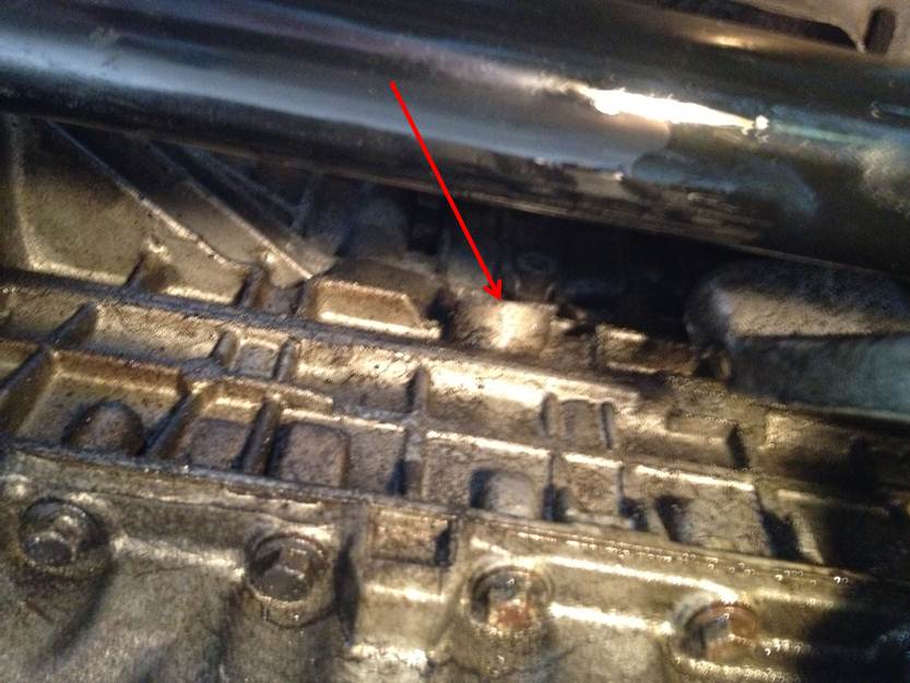 View of rear engine block from below