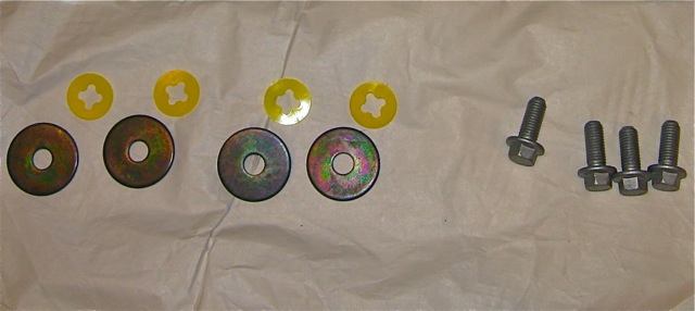 Short bolts and washers for holding bracket to car frame.