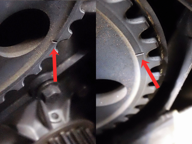 notches on left and right gears under the TB cover...