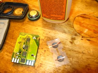 Copper strips cut long and placed across contact domes