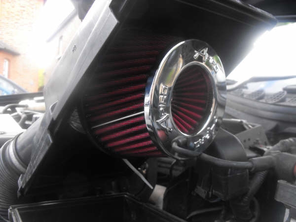Air Filter fitted using flexi air intake piping.