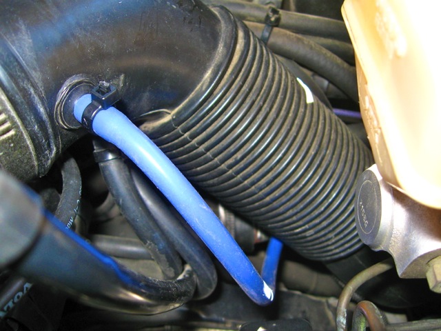Silicone line connected to main intake line.