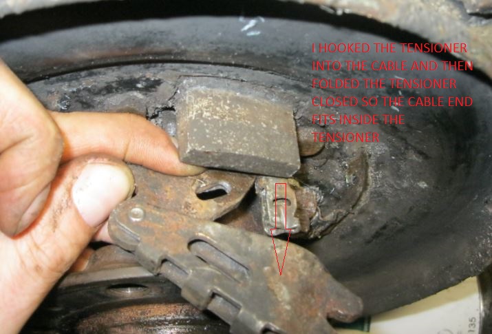 hooked tensioner into cable and the folded the tensioner closed so it fits inside the tensioner