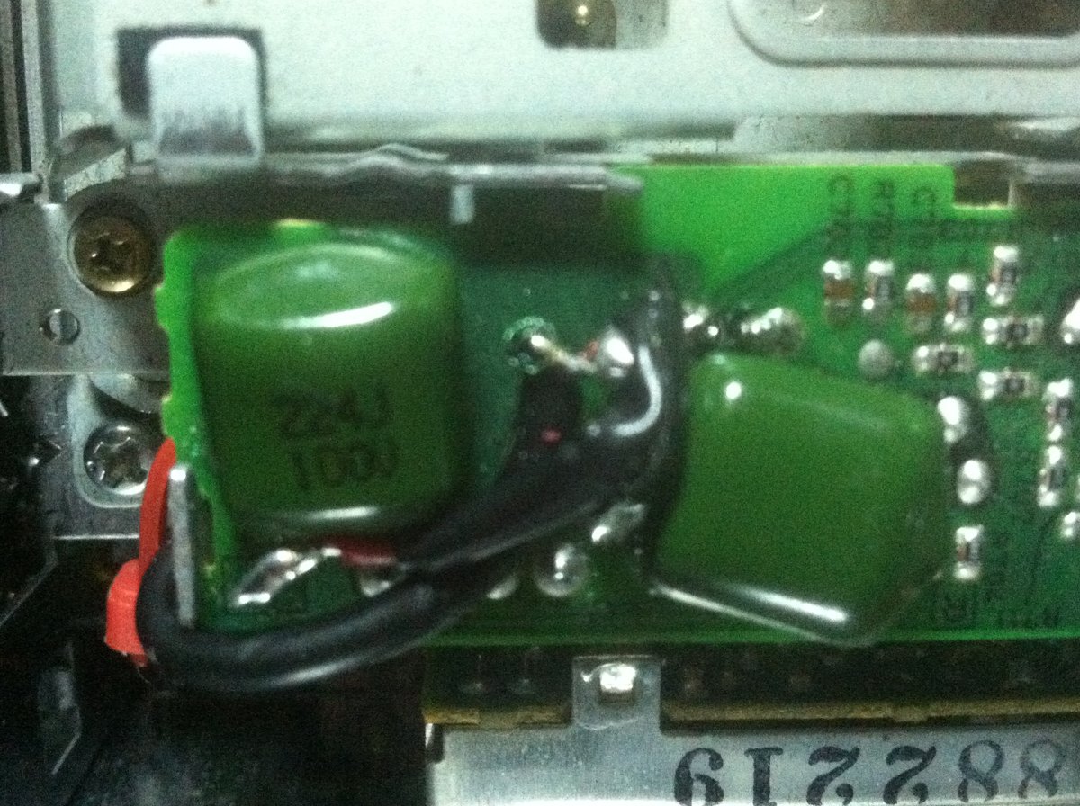 The caps soldered in place from an earlier version of this now complete project.