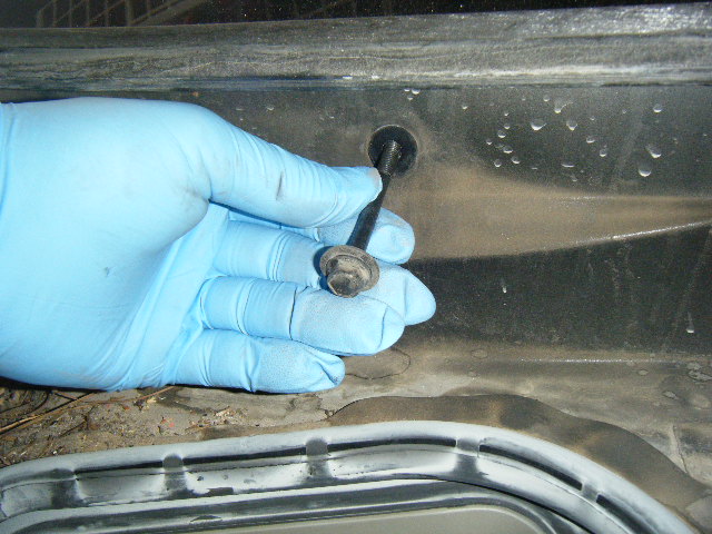 One of the four (4) primary carriage bolts, which are supposed to secure the dash to/through the firewall...this is back on the engine compartment/under-hood side of the firewall, near where the cabin air filter compartment was located..