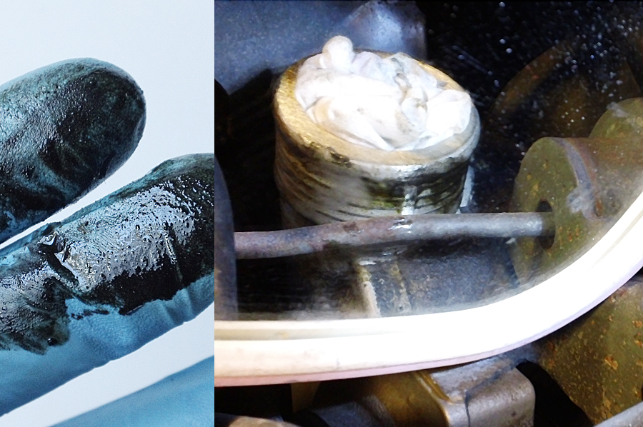 charged air tube connection at turbo - using mirror