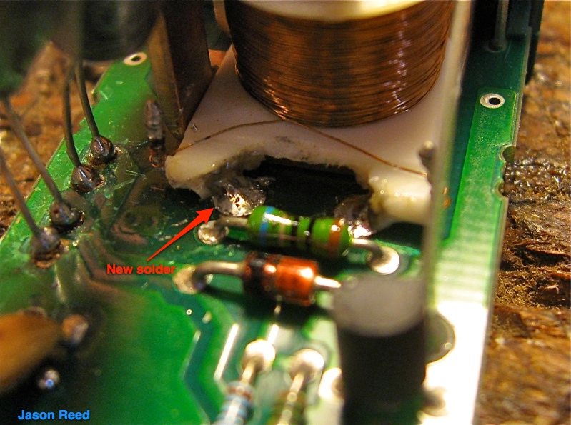 New solder applied to joint