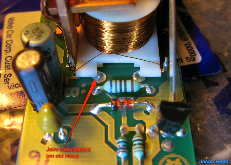 Solder joints on relay frame
