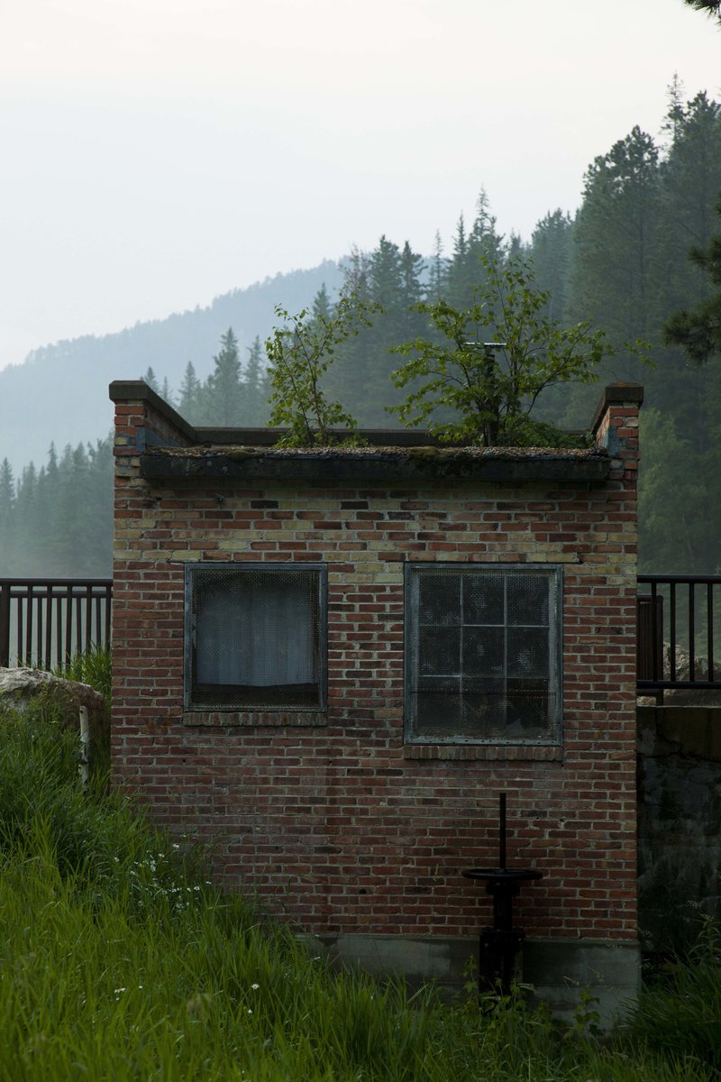 Some sort of control room for a little dam in the canyon. I like the trees growing on top.