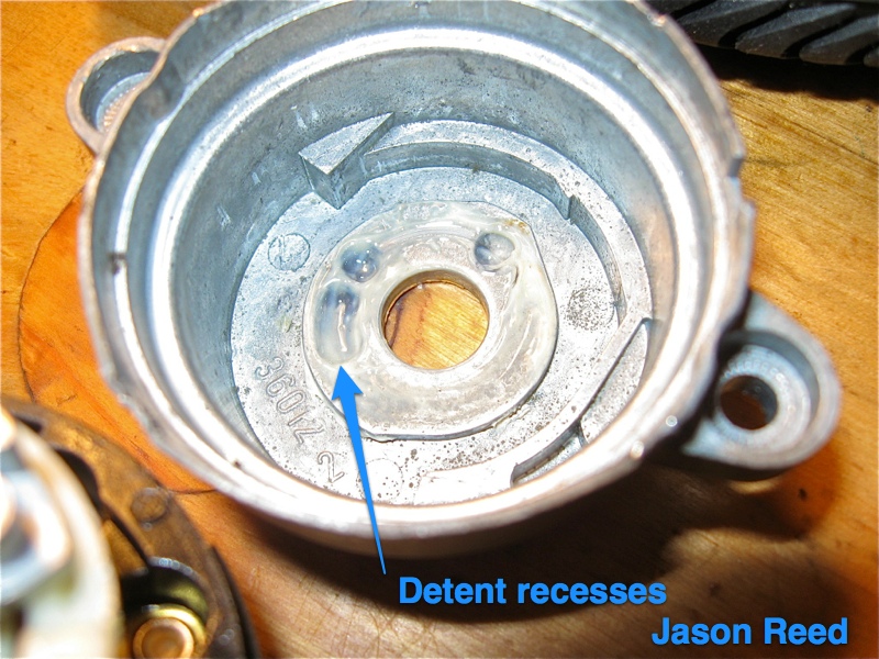 Detents in the case for the ball to snap in