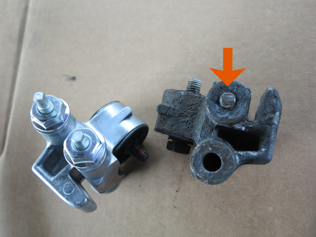 passenger side mount new and old