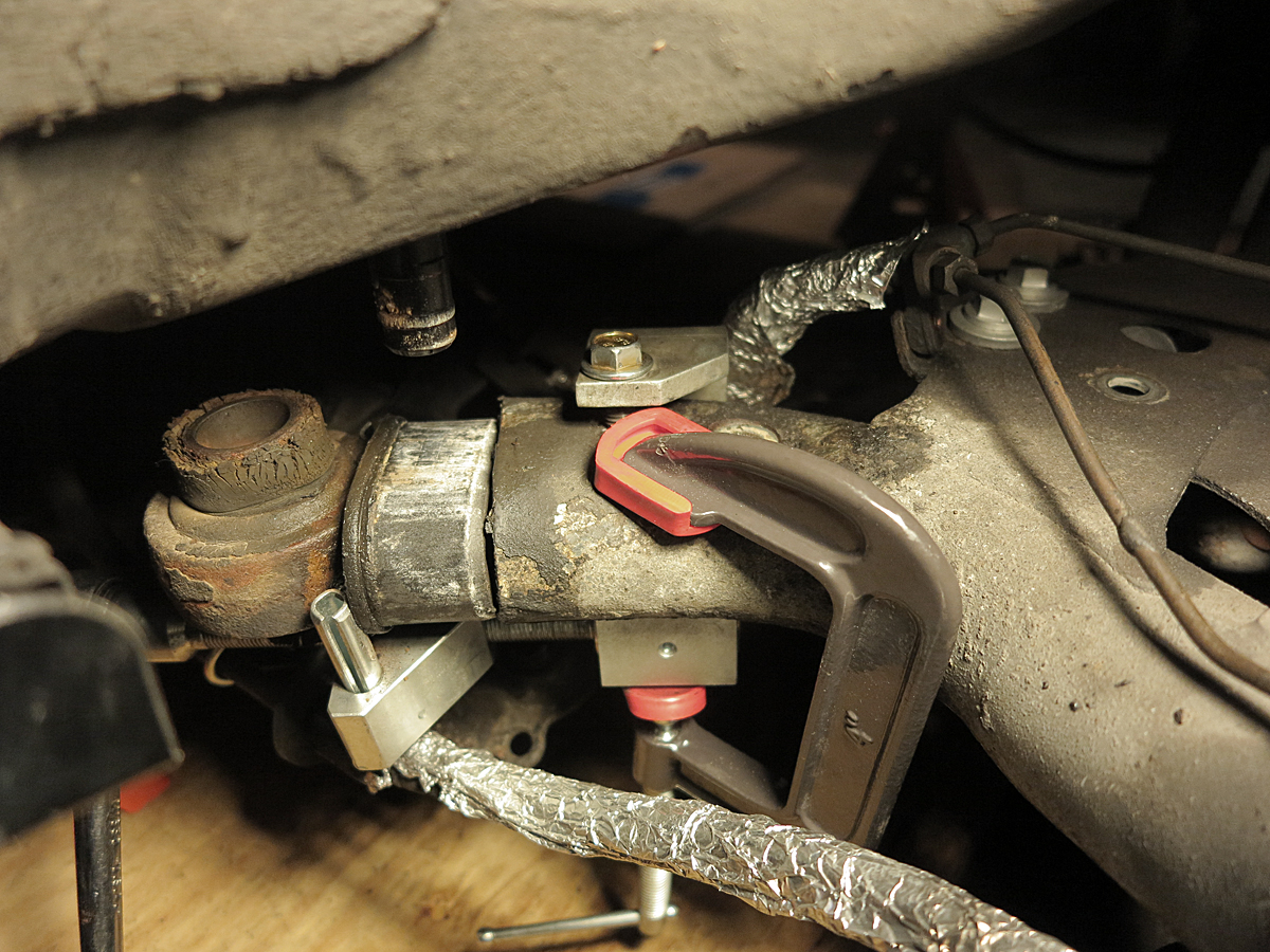 using C clamp to keep the pin in place, else it moves