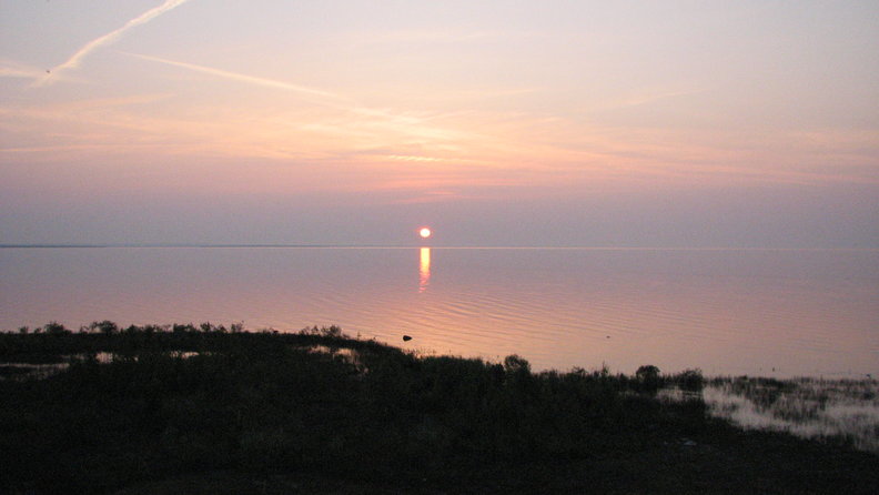 Sunrise over Mackinaw Island.