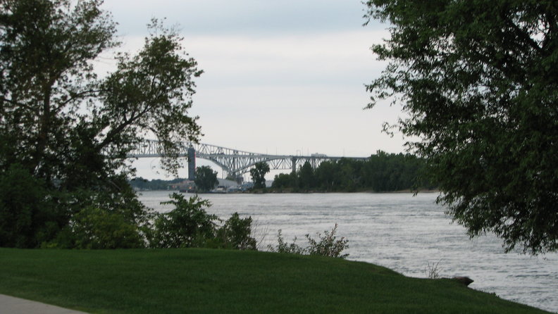A Big Bridge. The Blue Water Bridge to Sarnia, Ontario, Canada.