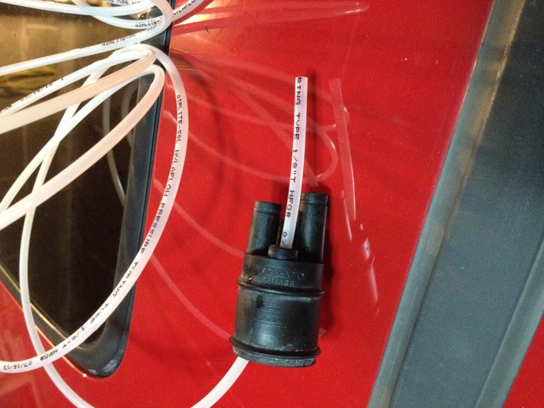 Grommet cut to feed line