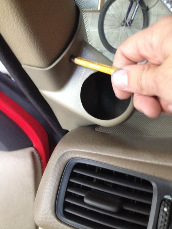 Mark hole to drill into plastic only