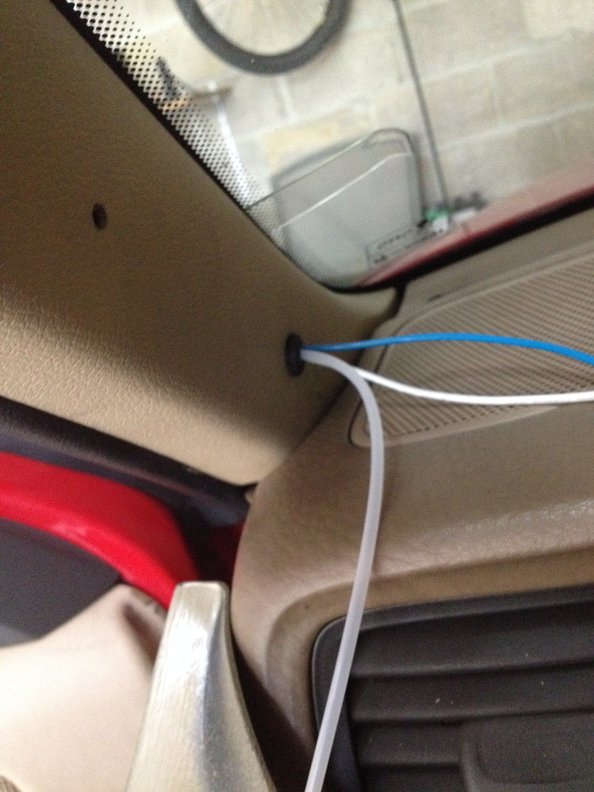 Drilled holes in Plastic A-pillar (don't drill into steel A Pillar)