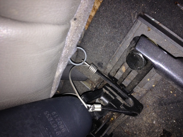 Little metal ring on seatback upholstery