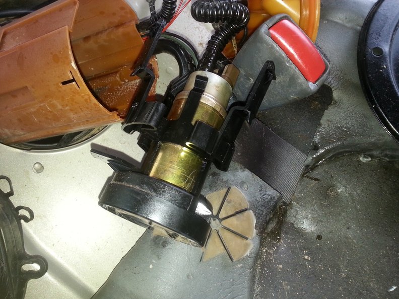 The pump removed awaiting further extraction (notice I have already torn the gauze filter away)