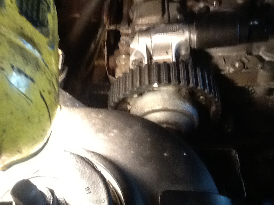 Front exhaust cam aligned with cam cover as found