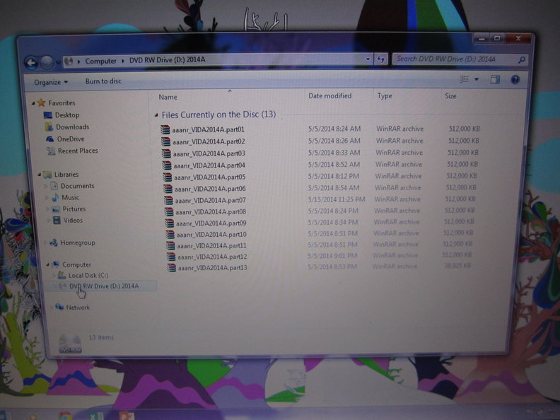 13 uncompressed files on disc.