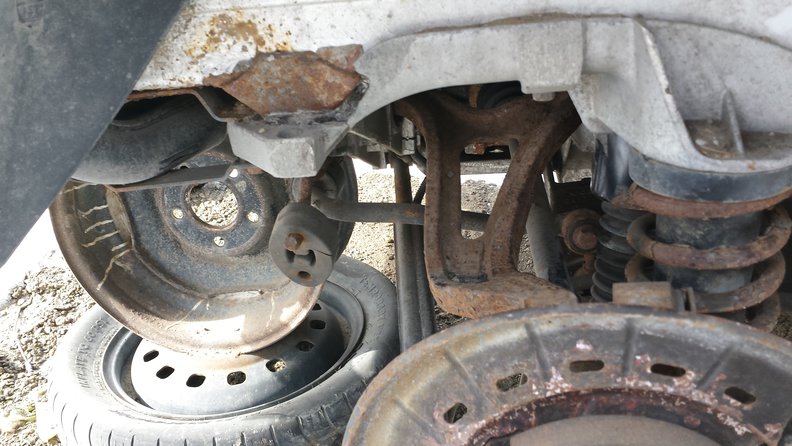 RH rear sub-frame with chunk missing