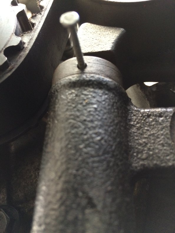 Tensioner with "grenade pin" installed