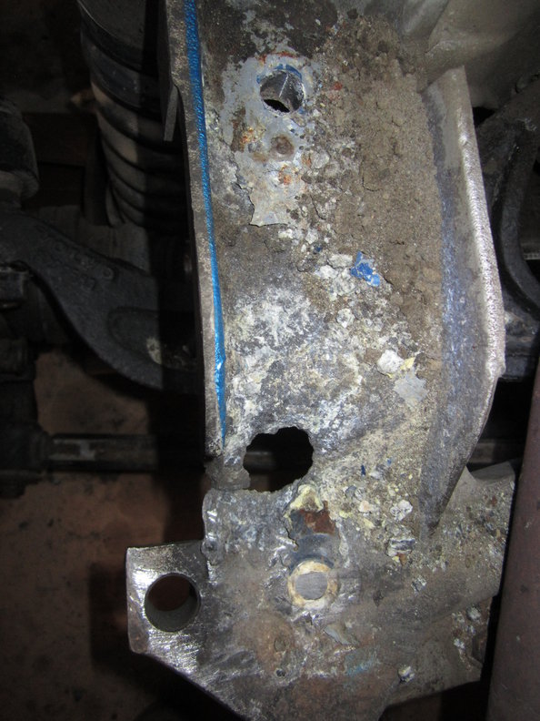 Top of LH sub-frame where initial crack appeared