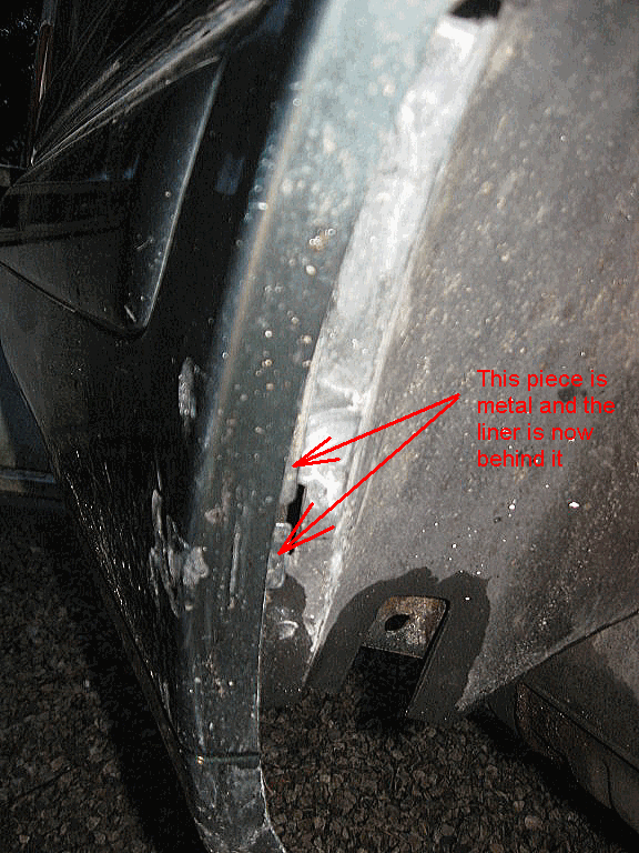 Liner is now behind the metal piece.