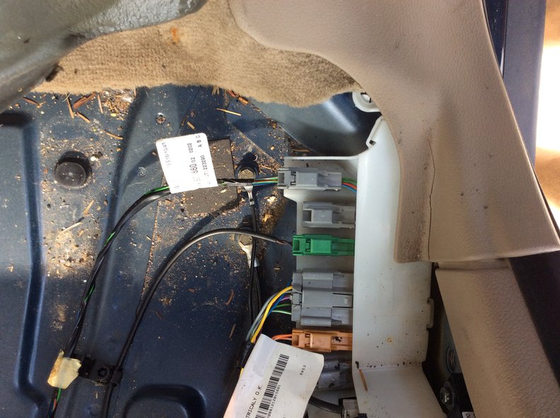 Connectors by the passenger side(right) door