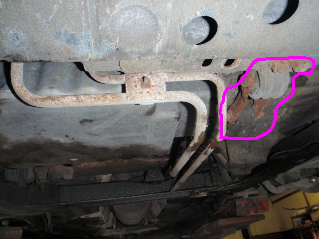 Transmission torque mount and bracket removed.