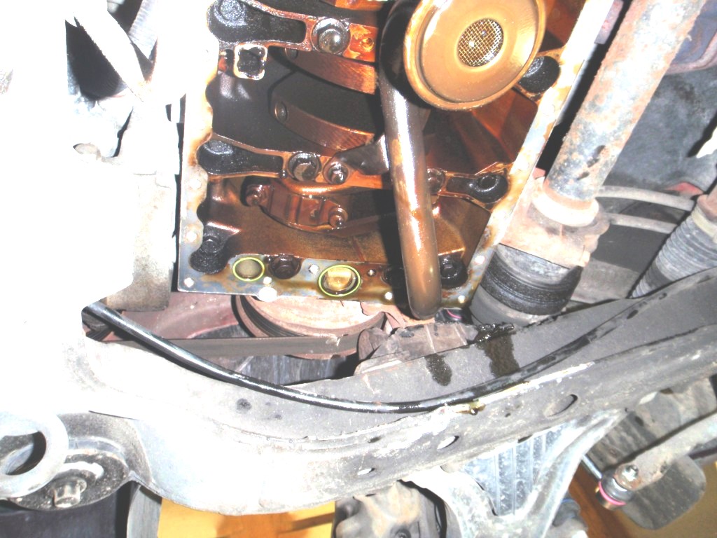 Sump Removed - Two green block-sump o-rings can seen.