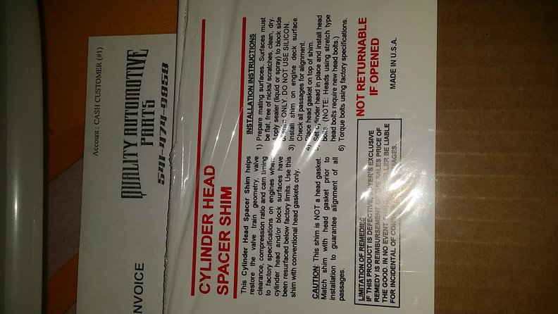 Instructions for shim