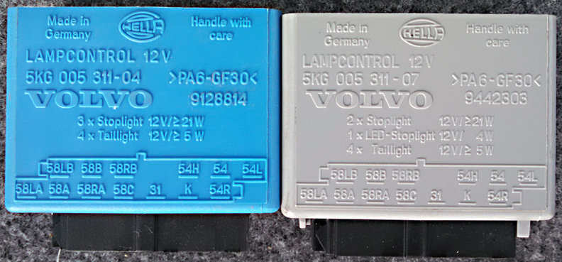 The blue lamp controller from 850 and the gray one from the V70.