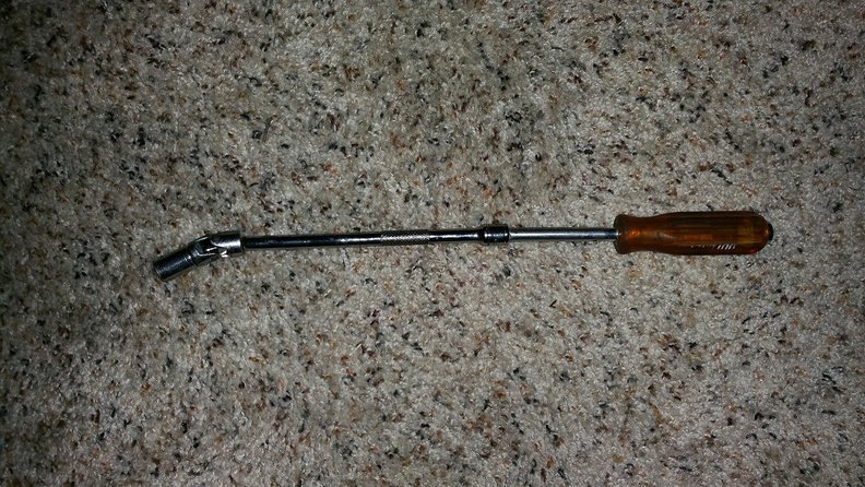 10mm on a 1/4" drive wobble and flex joint