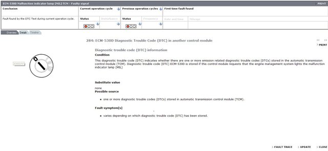 Not sure what to make of this - why does the ECM claim that the error signal from the TCM might be "faulty"?