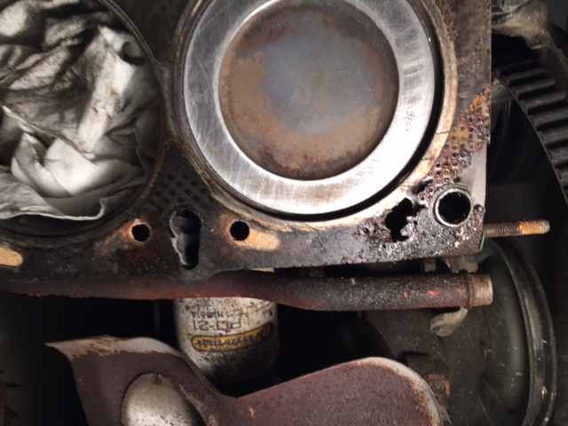 blown head gasket in place