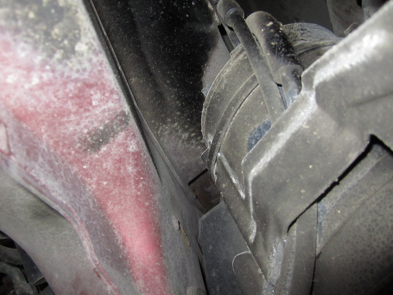 Carbon filter in front of LH front wheel