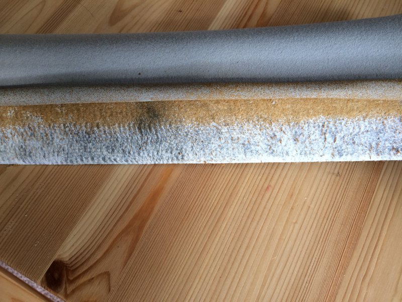 foam residue removed. You might want to cut the fabric at the ends to be able to completely peel it back.