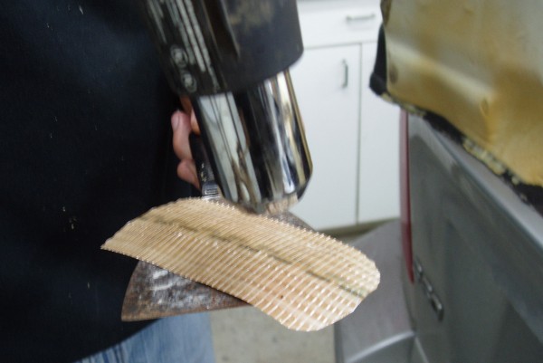 st I located my roll of carpet tape. (You can get the tape at most hardware stores or anywhere that sells carpet.) Cut 3pcs about 6in in length. Using my heat gun I heated the glue until evenly melted.