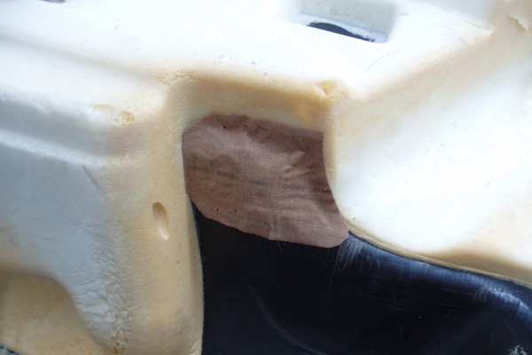 Once heated I placed over damaged area and pressed into place