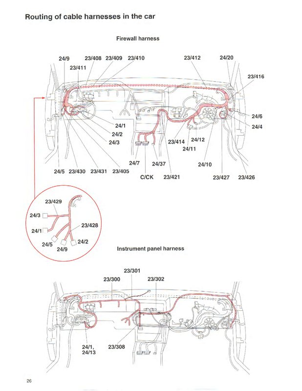 24/13A is underneath the dash, and runs up behind the instrument panel and down to the radio.