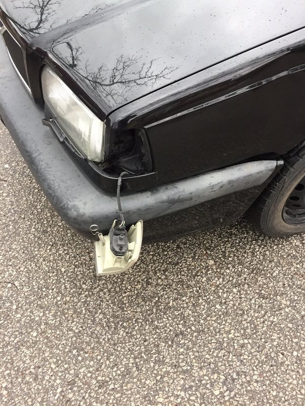 corner light dislodged driving home from shop