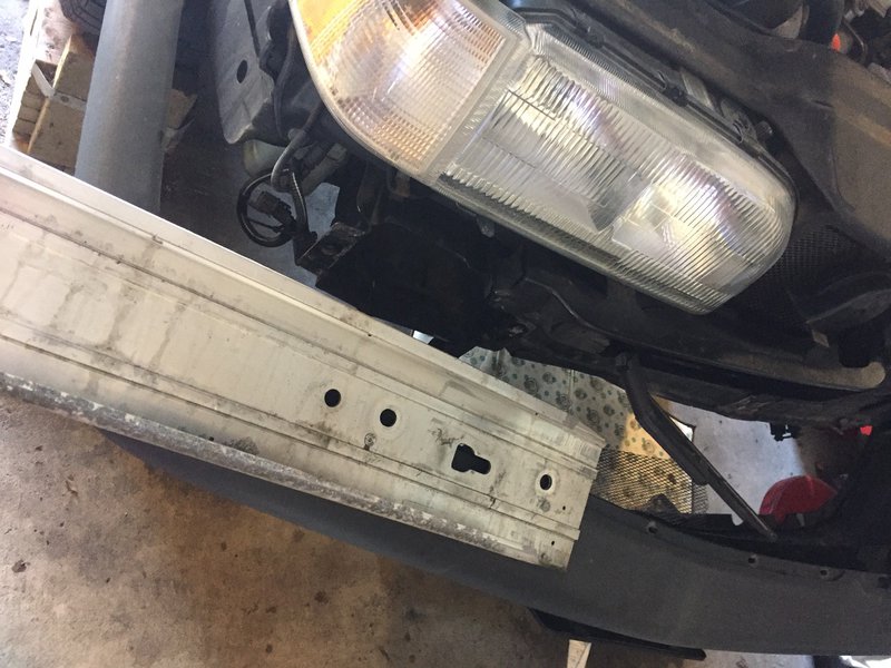 bumper beam came off when skin was removed