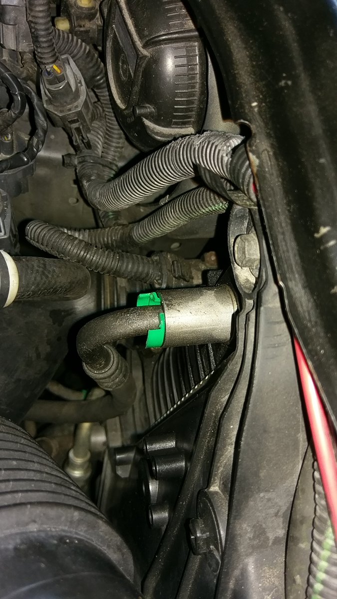 Looking at the trans return line on the driver side of the car.