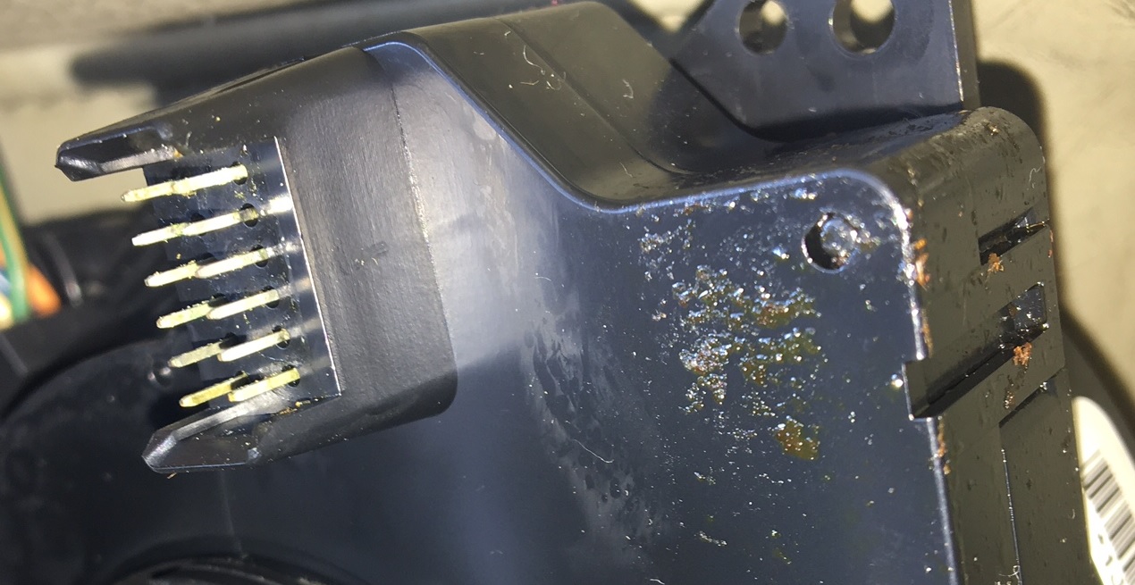 Removing the clock springs I found the pins that plug into the Steering wheel module board were corroded.
