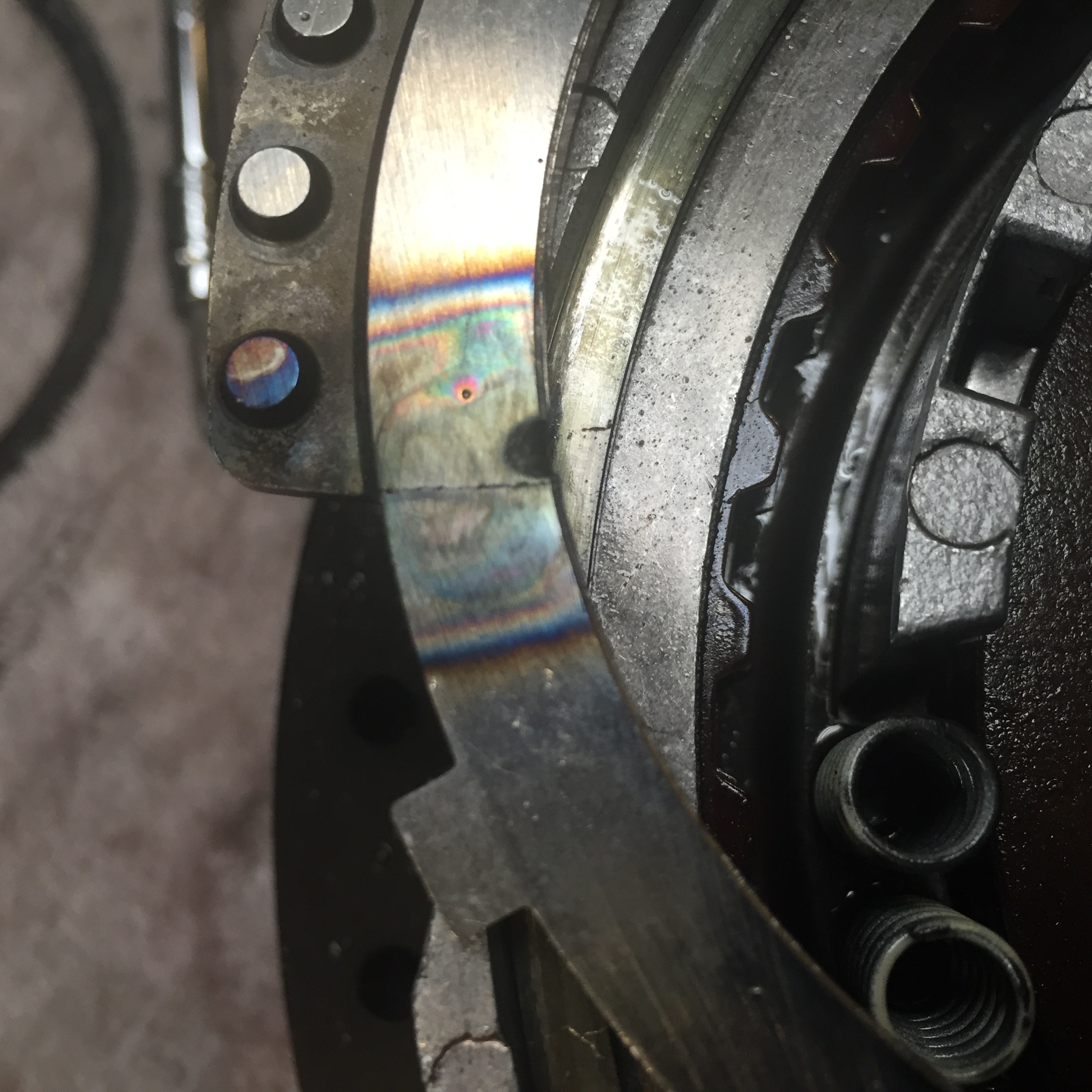 Picture of weld repair on pressure plate (B2 Clutch)