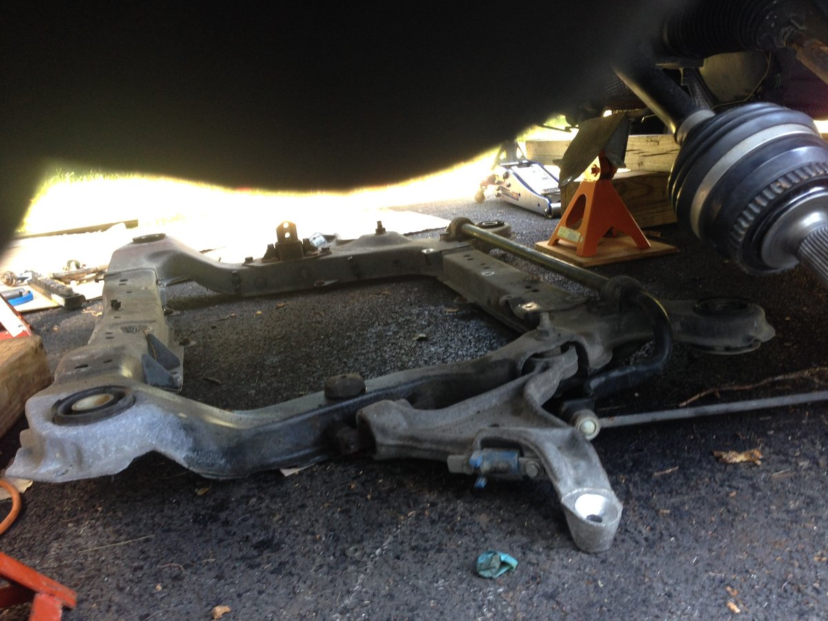 Subframe drops easily by hand, can lower by steps easily