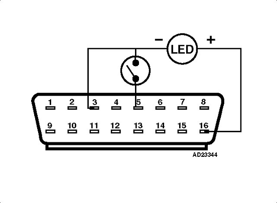 This is the led code flasher that I built. I was not able to read codes, probably only works on OBD-I and not OBD2. Think I did reset the system by depressing the button for 5 seconds.